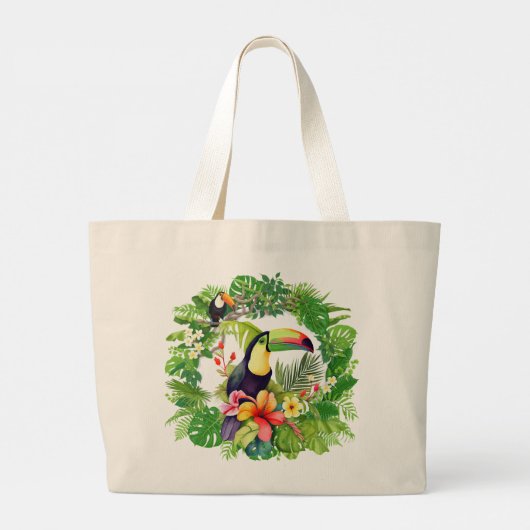 Tropical Toucan Bird Grote Tote Bag (Achterkant)