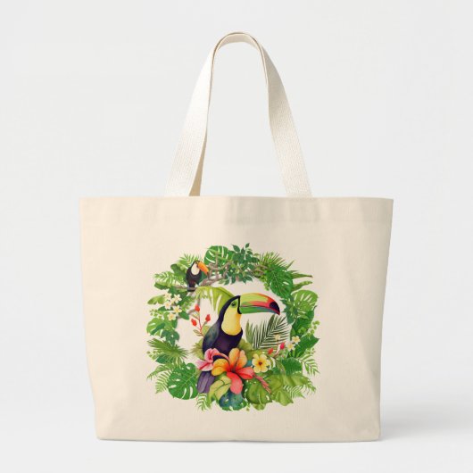 Tropical Toucan Bird Grote Tote Bag (Voorkant)