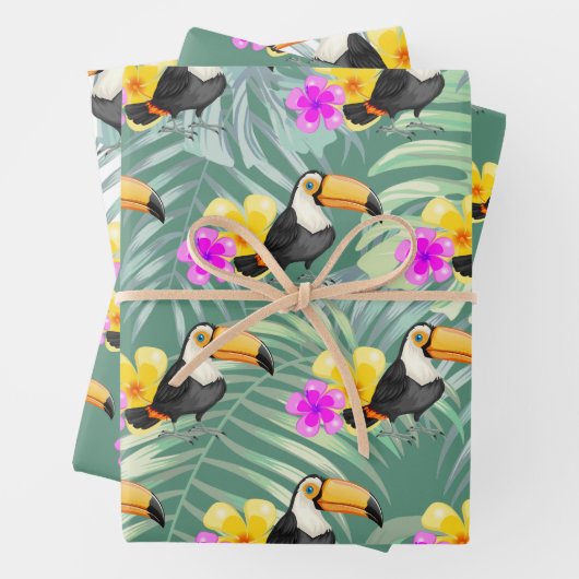Tropical Toucan Design Wrapping Paper Sets (In situ)