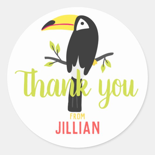 Tropical Toucan gepersonaliseerd dank u Ronde Sticker (Voorkant)