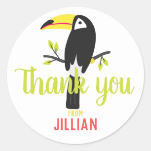 Tropical Toucan gepersonaliseerd dank u Ronde Sticker