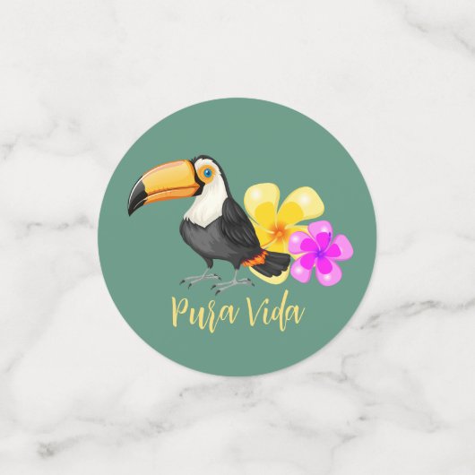 Tropical Toucan Pura Vida Design Table Confetti (Kleine voorkant)