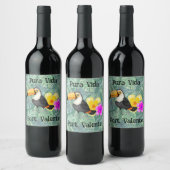 Tropical Toucan Pura Vida Wijnlabel Wijn Etiket (Flessen)