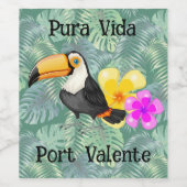 Tropical Toucan Pura Vida Wijnlabel Wijn Etiket (Enkel label)