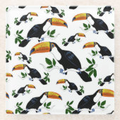 Tropical Toucans - Playful Jungle Glazen Onderzetter (Voorkant)