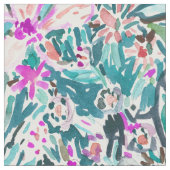 Tropical Trek Floral Waterverf Pattern Stof (Close Up)