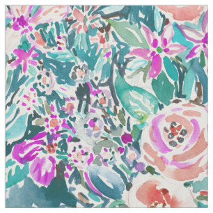 Tropical Trek Floral Waterverf Pattern Stof