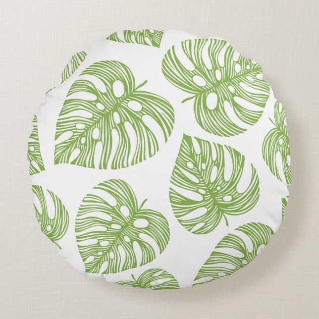 Tropical trendy seamless pattern with exotic palm  rond kussen (Voorkant)