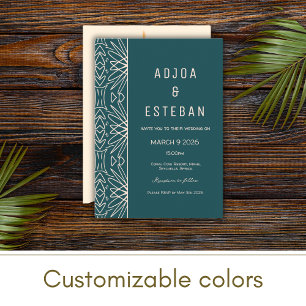Tropical Tribal Blauwgroen huwelijksuitnodiging Kaart