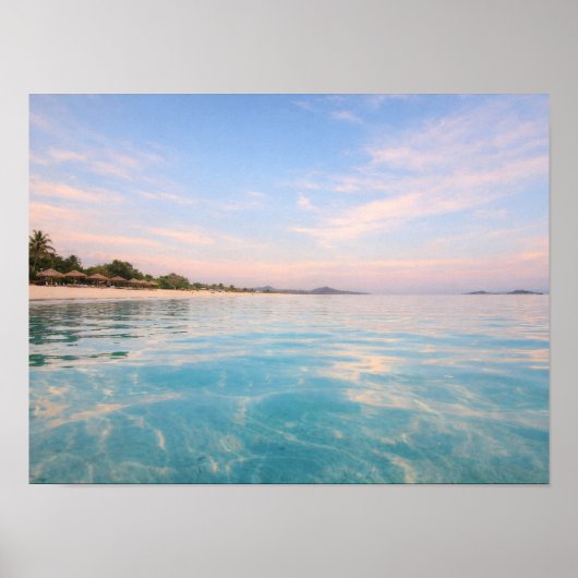 Tropical Turquoise Beach Poster - Pastel Sunset (Voorkant)