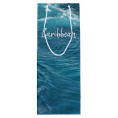 Tropical Turquoise Caribbean Ocean Cruise Foto Wijn Cadeautas (Achterkant)