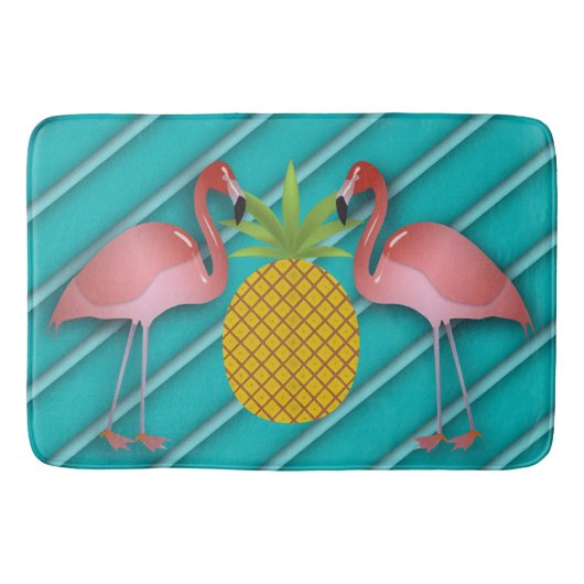 Tropical Turquoise Flamingo Badmat (Voorkant)