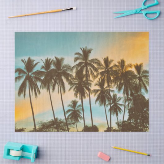 Tropical Twilight: Coconut Palm Silhouette Tissuepapier (Craft)