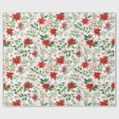 Tropical Vibe Christmas Poinsettia Pattern Cadeaupapier (Vlak)