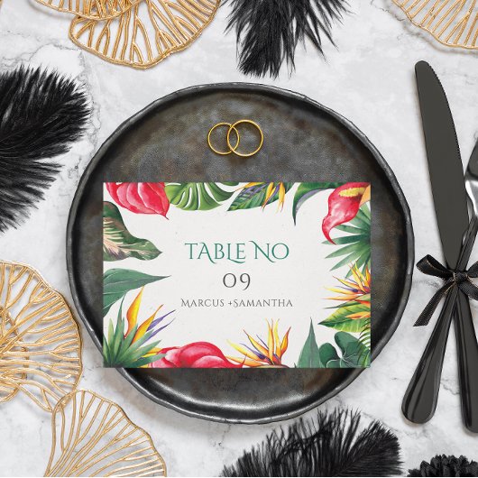 Tropical Vibe Kleurrijke Bloemen Lijst Informatiekaartje