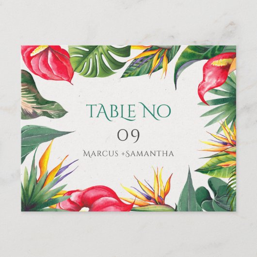 Tropical Vibe Kleurrijke Bloemen Lijst Informatiekaartje (Voorkant)