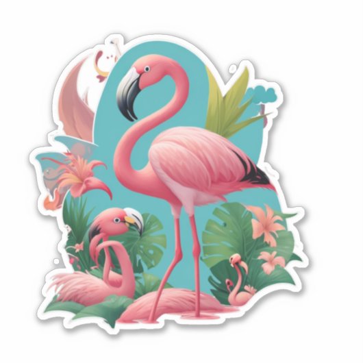 Tropical Vibes Flamingo Stickers voor elke gelegen (Voorkant)