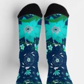Tropical Vibes Girlie Floral Turquoise Navy Sokken (Top)