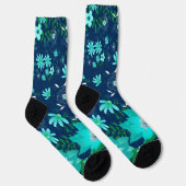 Tropical Vibes Girlie Floral Turquoise Navy Sokken (Rechts)