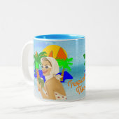 Tropical Vibes Lady Tweekleurige Koffiemok (Voorkant links)