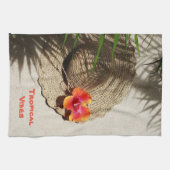 Tropical Vibes Sun Pet op Beach Sand Theedoek (Horizontaal)