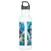Tropical Vibes Vrouw DJ Ilustration Gepersonalisee Waterfles (Achterkant)