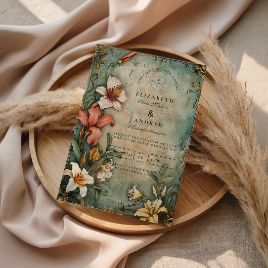 Tropical Vintage Garden Wedding Kaart