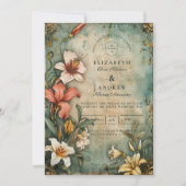 Tropical Vintage Garden Wedding Kaart (Voorkant)