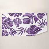 Tropical violet monstera leaves seamless pattern w badhanddoek (Badhanddoek)