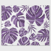 Tropical violet monstera leaves seamless pattern w cadeaupapier (Vlak)