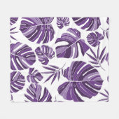 Tropical violet monstera leaves seamless pattern w fleece deken (Voorkant (Horizontaal))