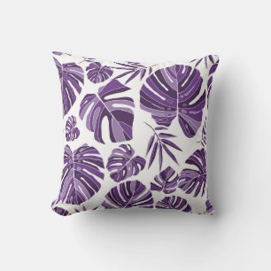 Tropical violet monstera leaves seamless pattern w kussen