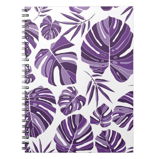 Tropical violet monstera leaves seamless pattern w notitieboek (Voorkant)