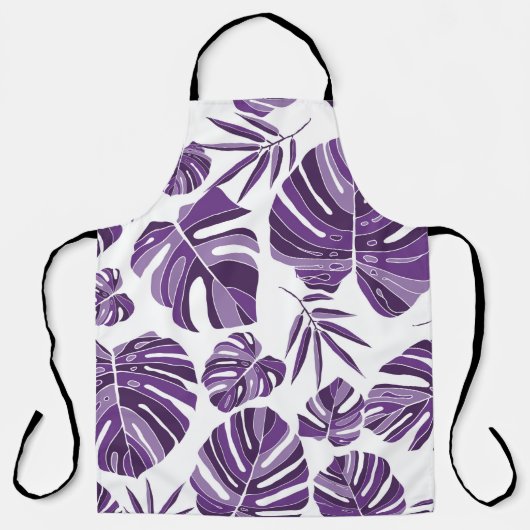 Tropical violet monstera leaves seamless pattern w schort (Voorkant)