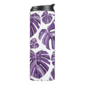 Tropical violet monstera leaves seamless pattern w thermosbeker (Gedraaid links)
