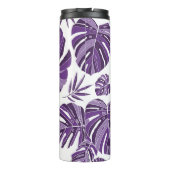 Tropical violet monstera leaves seamless pattern w thermosbeker (Achterkant)