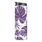 Tropical violet monstera leaves seamless pattern w thermosbeker (Geroteerd rechts)