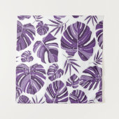 Tropical violet monstera leaves seamless pattern w wandkleed (Voorkant)