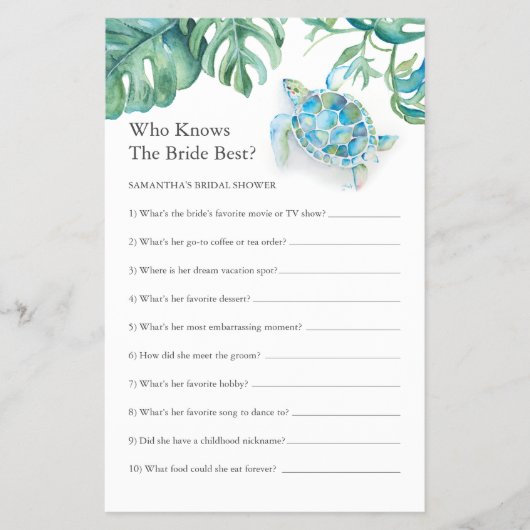 Tropical Vrijgezellenfeest Games Ken jij de bruid? Flyer (Voorkant)