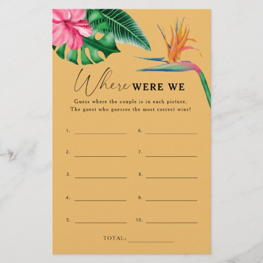 Tropical - Waar waren we vrijgezellenfeest spel (Voorkant)