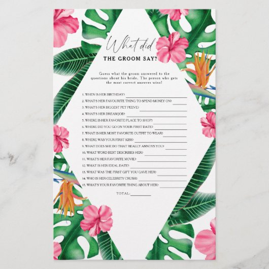 Tropical - Wat zei de bruidegom bruidsspel (Voorkant)