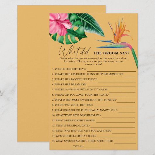 Tropical - Wat zei de bruidegom bruidsspel (Voorkant / Achterkant)