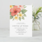 Tropical Watercolor Beach Wedding Kaart (Staand voorkant)