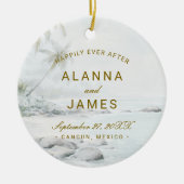 Tropical Watercolor Beach Wedding Photo Ornament (Voorkant)