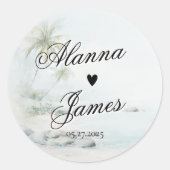 Tropical Watercolor Beach Wedding Sticker (Voorkant)