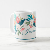 Tropical Watercolor Citrus & Blossom Design Koffiemok (Voorkant links)