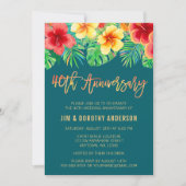 Tropical Watercolor Flower 40th Anniversary Kaart (Voorkant)