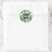 Tropical Watercolor Green Leaves Quote Ronde Sticker (Tas)