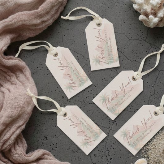 Tropical Watercolor Island Beach Wedding Cadeaulabel