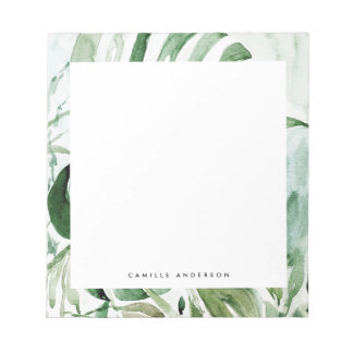 Tropical Watercolor Monstera Leaves Greenery Notitieblok